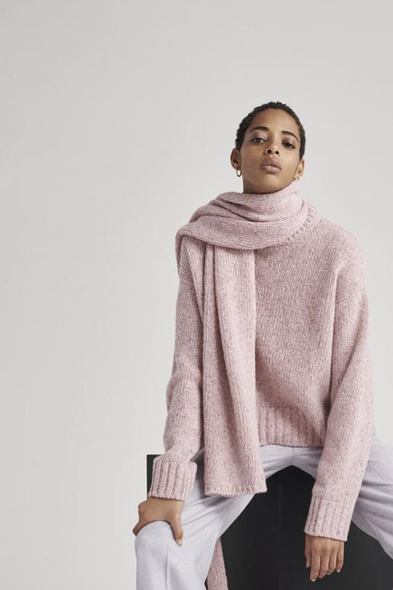 Joseph Pull Tweed Knit RD NK LS - Pink 