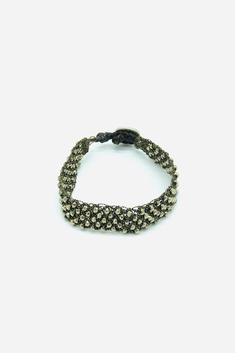 Bohemian Rhapsodie Bracelet BETTY - Tissage Fil Diamant incrusté d'Hématite 