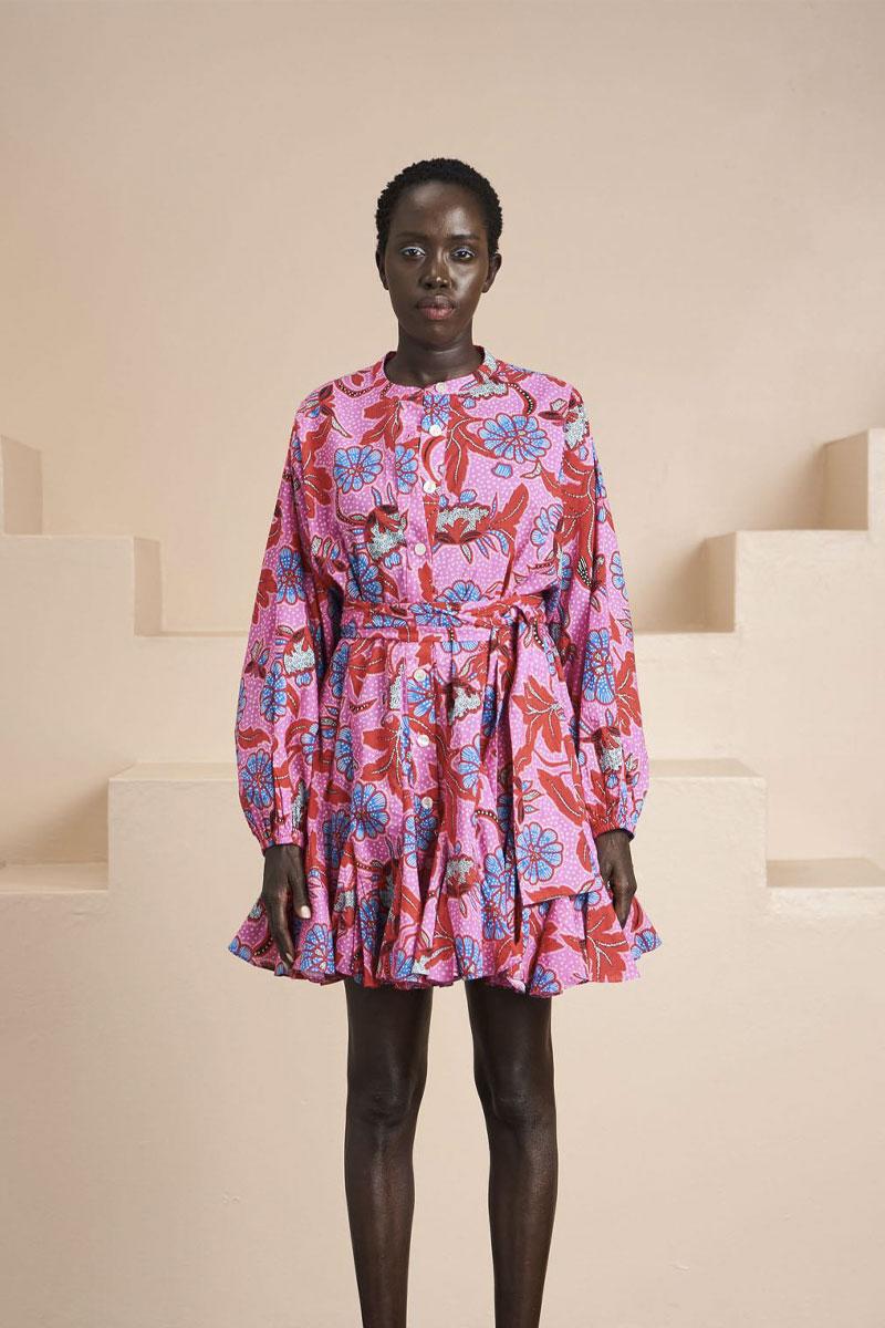 RHODE Robe EMMA Dress - Red Psychedelic Flower 