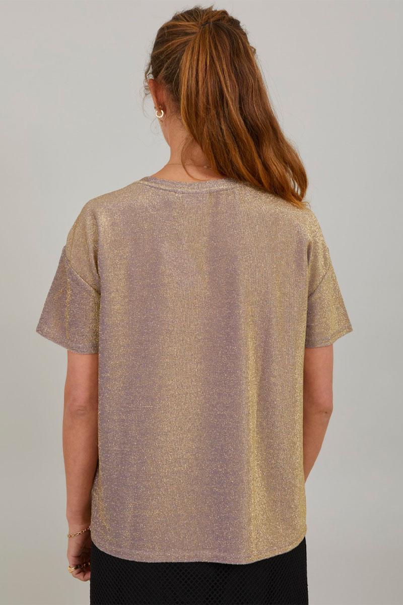 Coster Copenhagen Shimmer Tee in lurex jersey - Brown Shimmer 