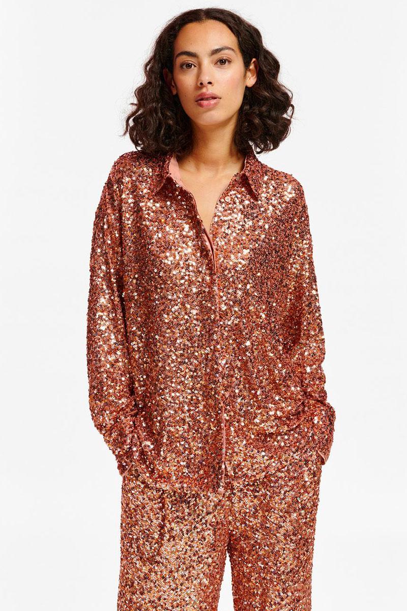 Essentiel Antwerp Chemise EZILLION Sequin Shirt - Tiger Blossom 