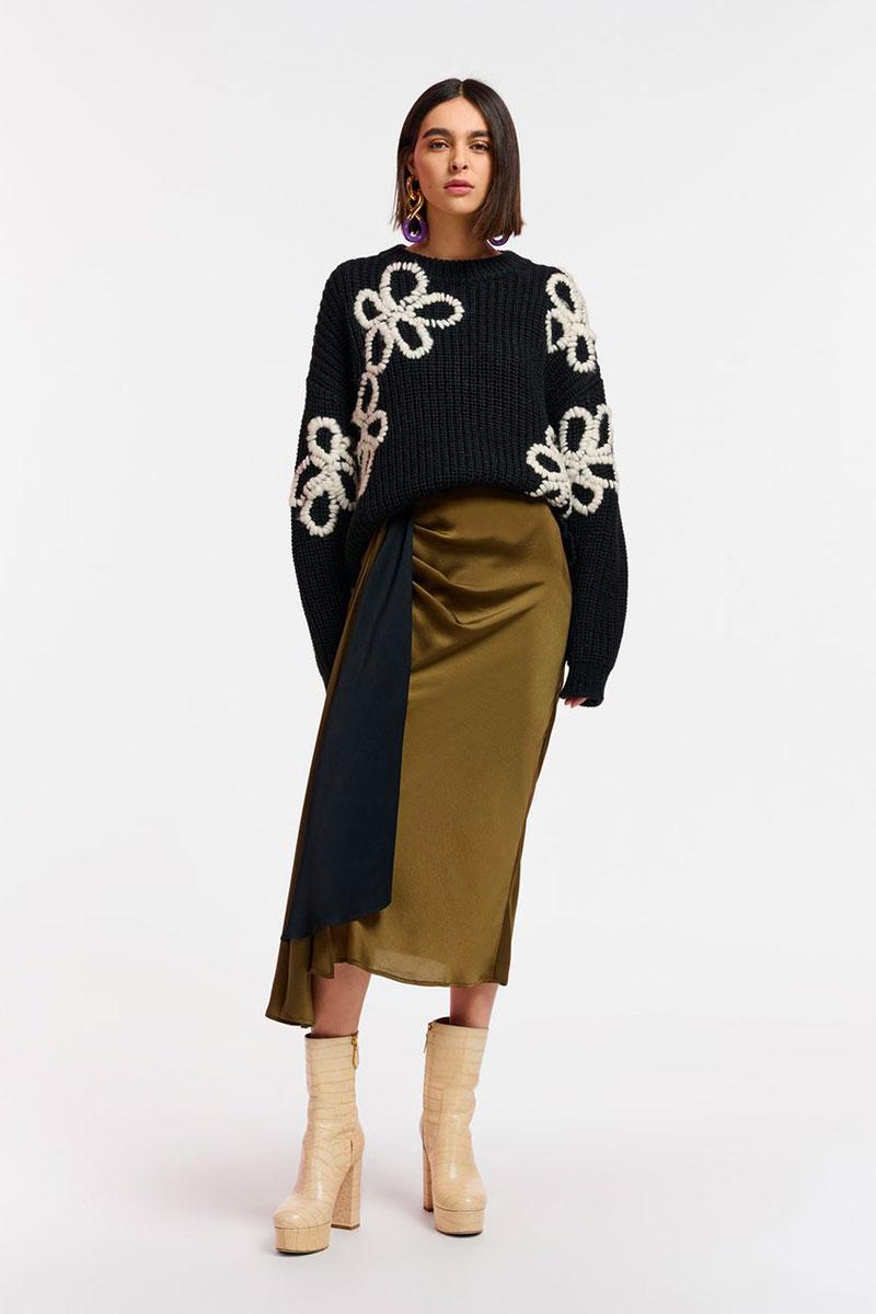Essentiel Antwerp Jupe EMMY drape detail skirt - Combo Toy Soldier 