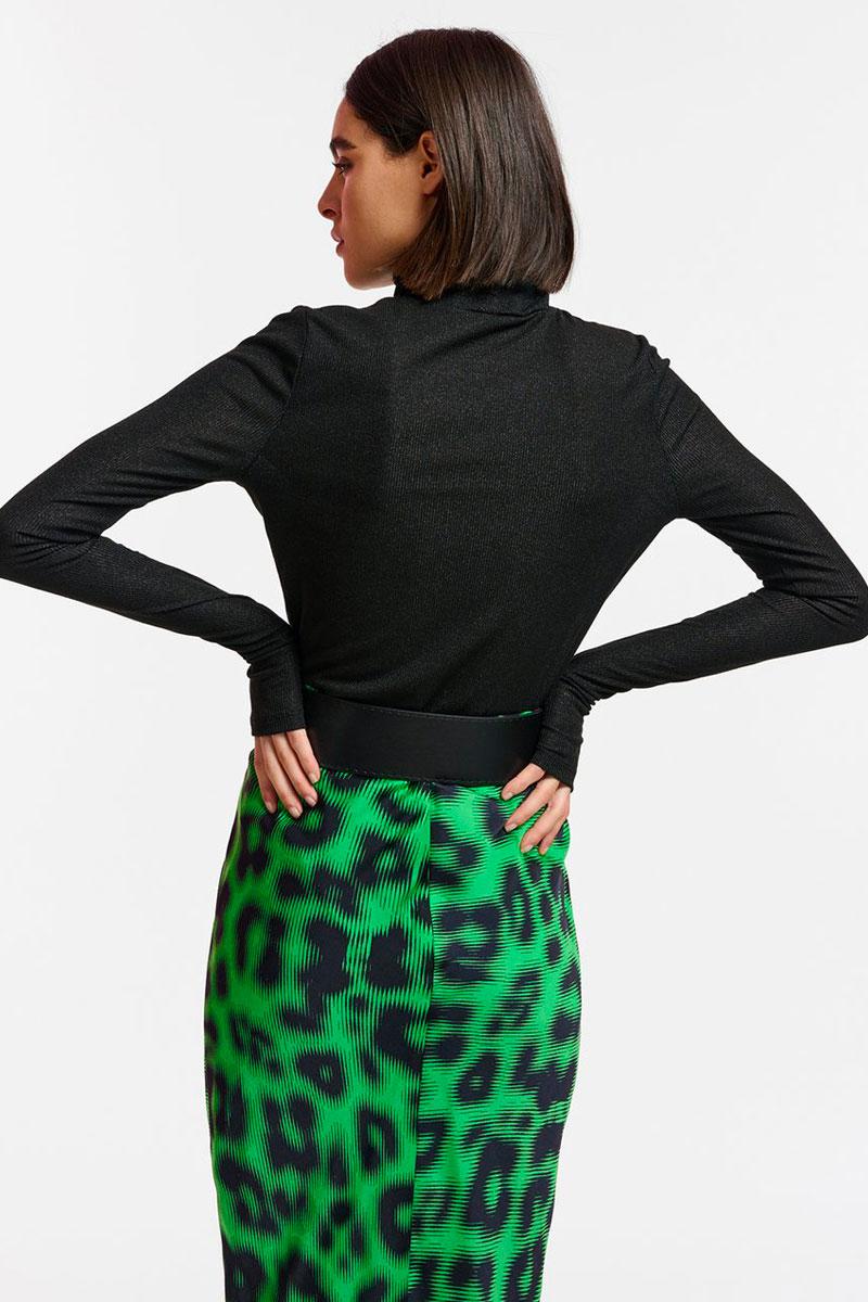 Essentiel Antwerp Top EDGE shiny jersey turtleneck - Black 