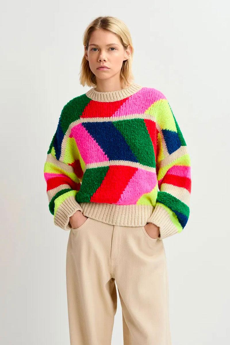 Essentiel Antwerp Pull GRADATION jacquard knit pull - Combo Merengue 