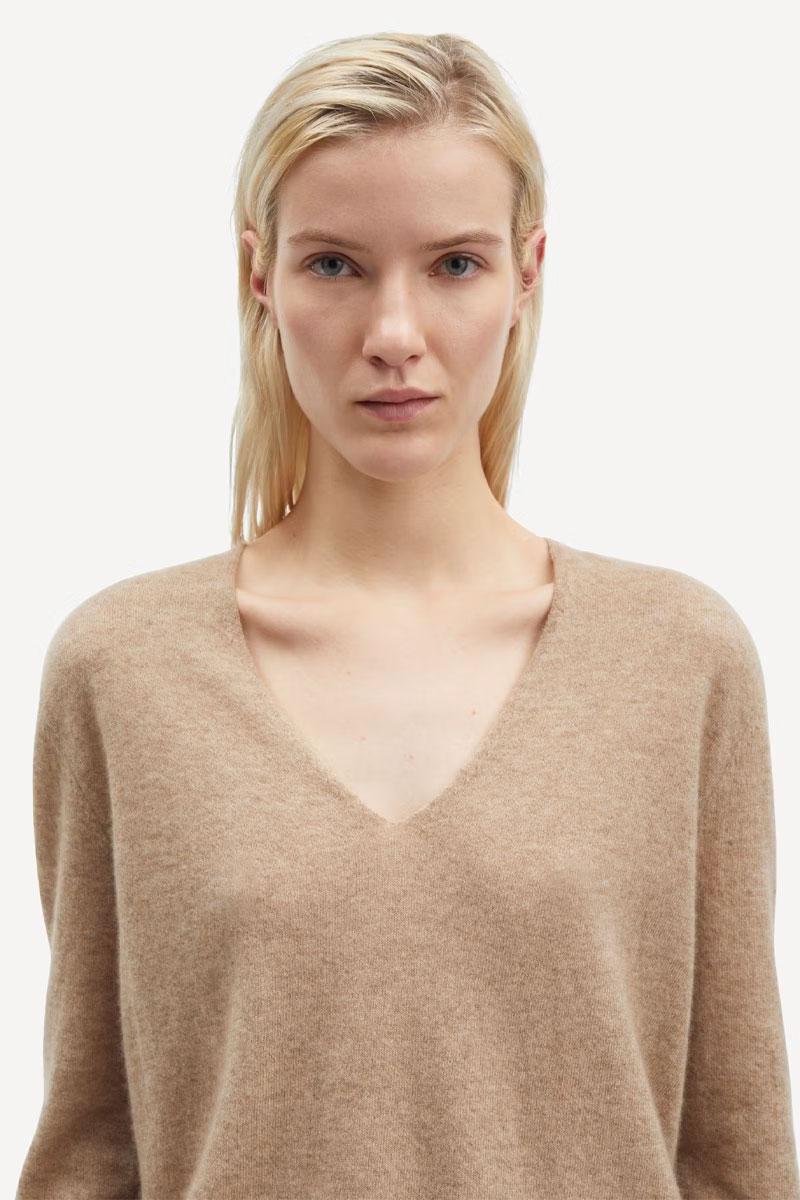 Samsoe Samsoe Pull SALOREA V-Neck sweater 15336 - Khaki Mel 