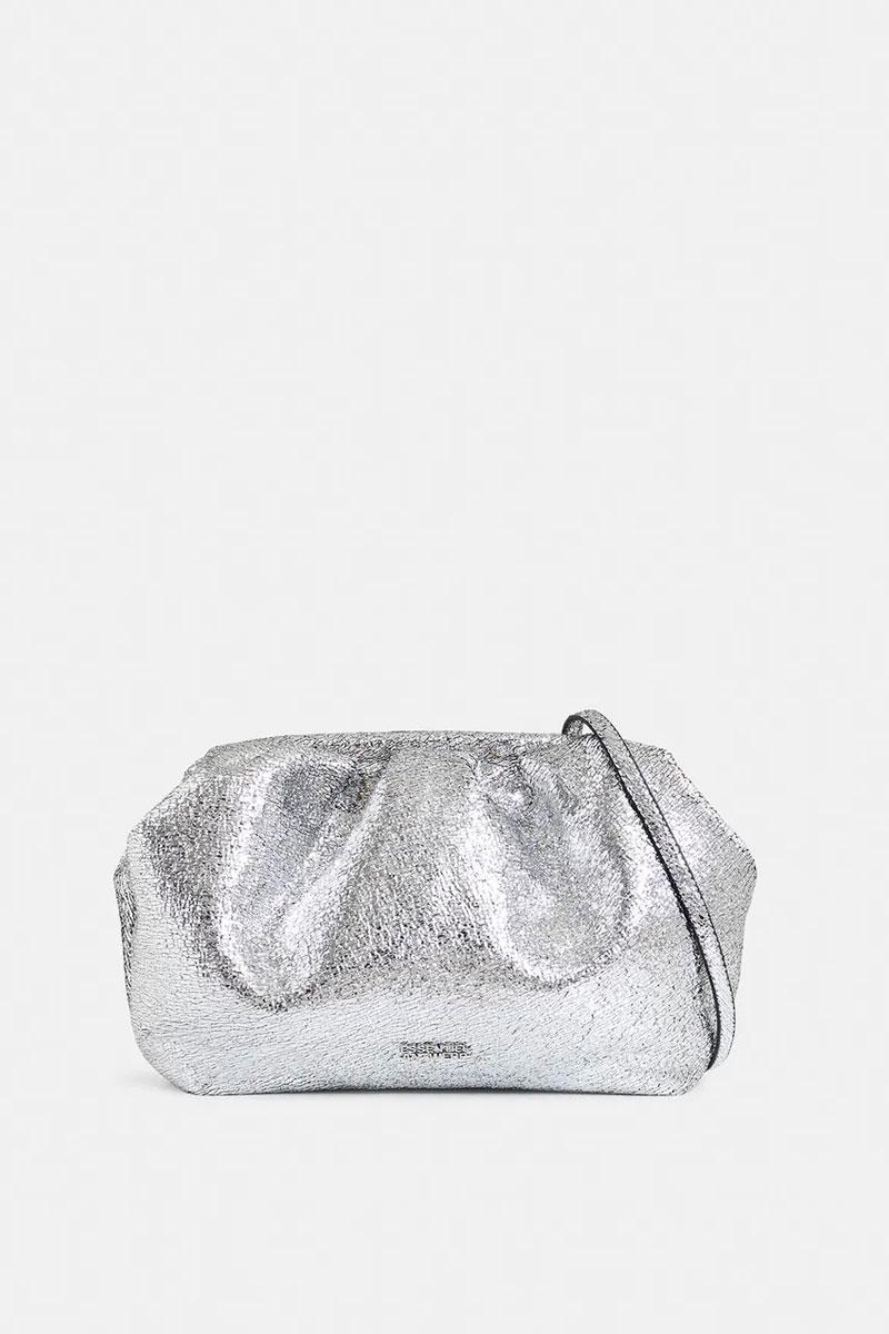 Essentiel Antwerp Pochette HAMARETTO faux leather pouch - Silver 