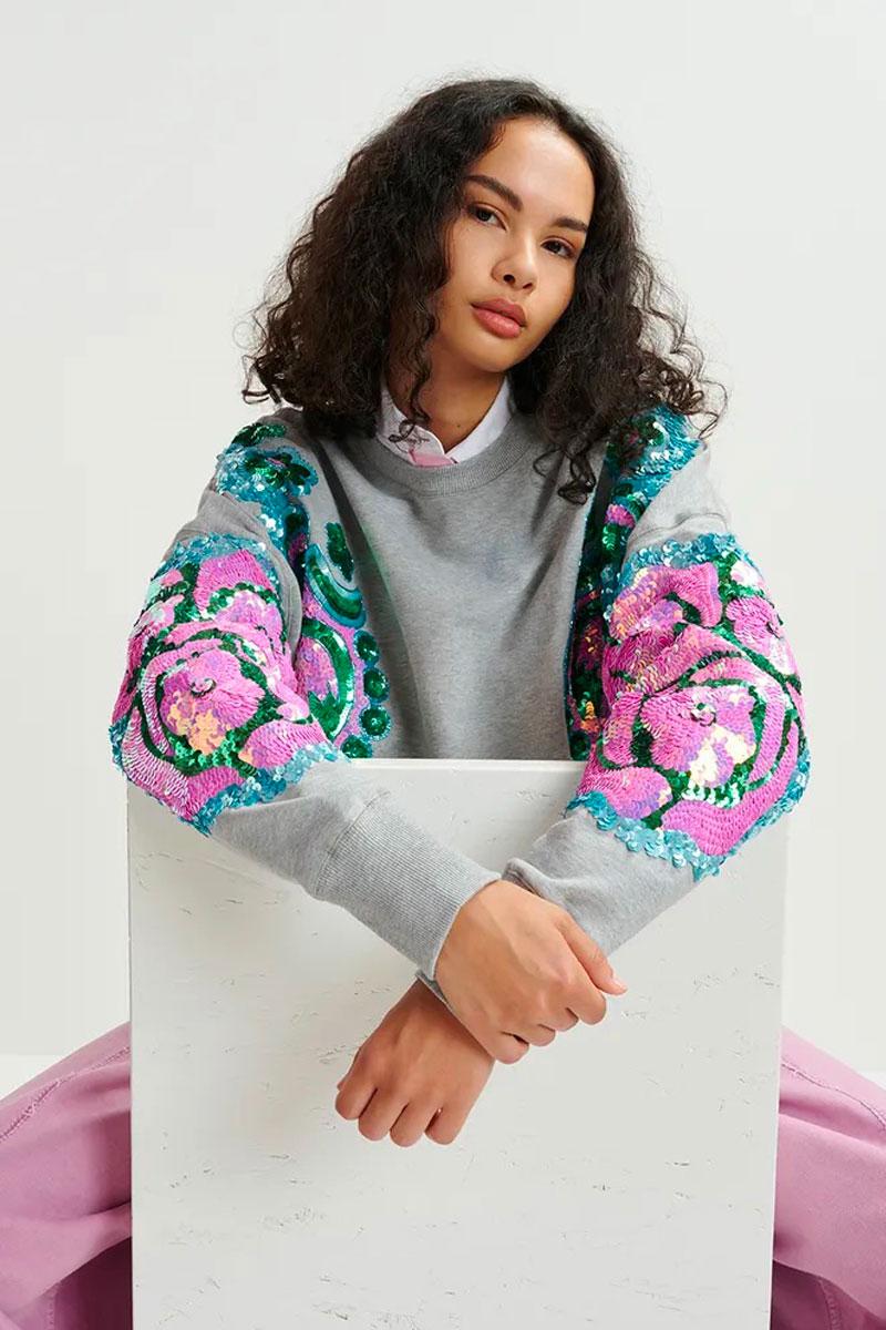 Essentiel Antwerp Sweatshirt Embroidered HECRAZY - Combo nimbus Cloud 