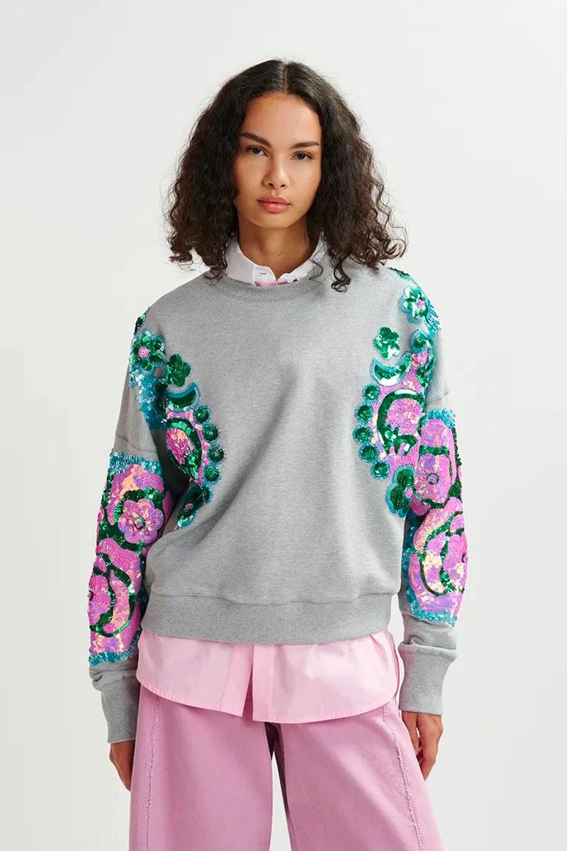 Essentiel Antwerp Sweatshirt Embroidered HECRAZY - Combo nimbus Cloud 