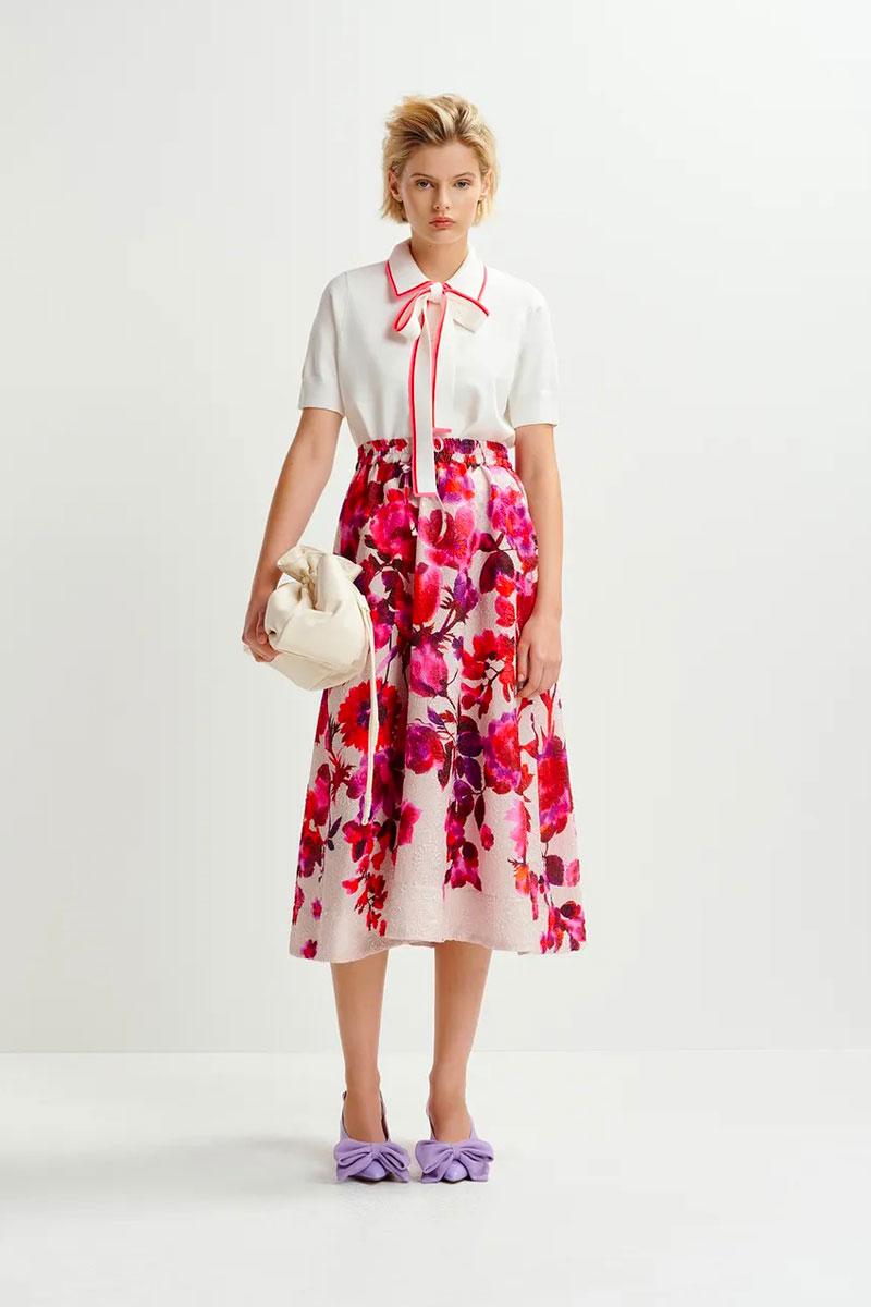 Essentiel Antwerp Jupe HARBOUR wide a line skirt - Combo Off White 