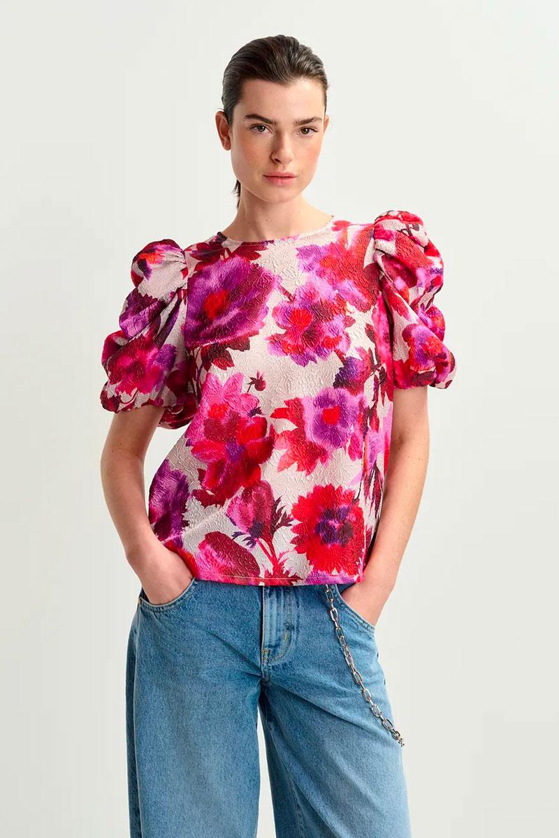 Essentiel Antwerp Blouse HENRIETTA puffy sleeve top - Combo Off White 