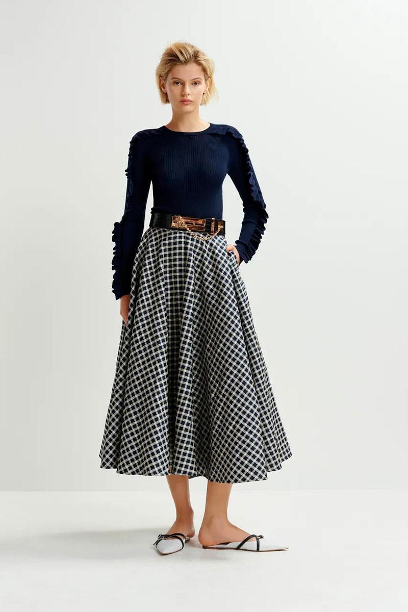 Essentiel Antwerp Jupe HAT wide maxi skirt - Combo dark Sapphire 