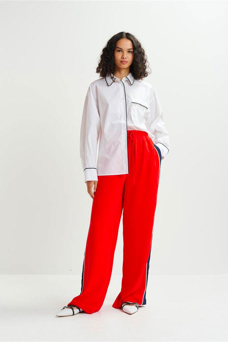 Essentiel Antwerp Pantalon HAZELNUT contrast border pants - True Red 