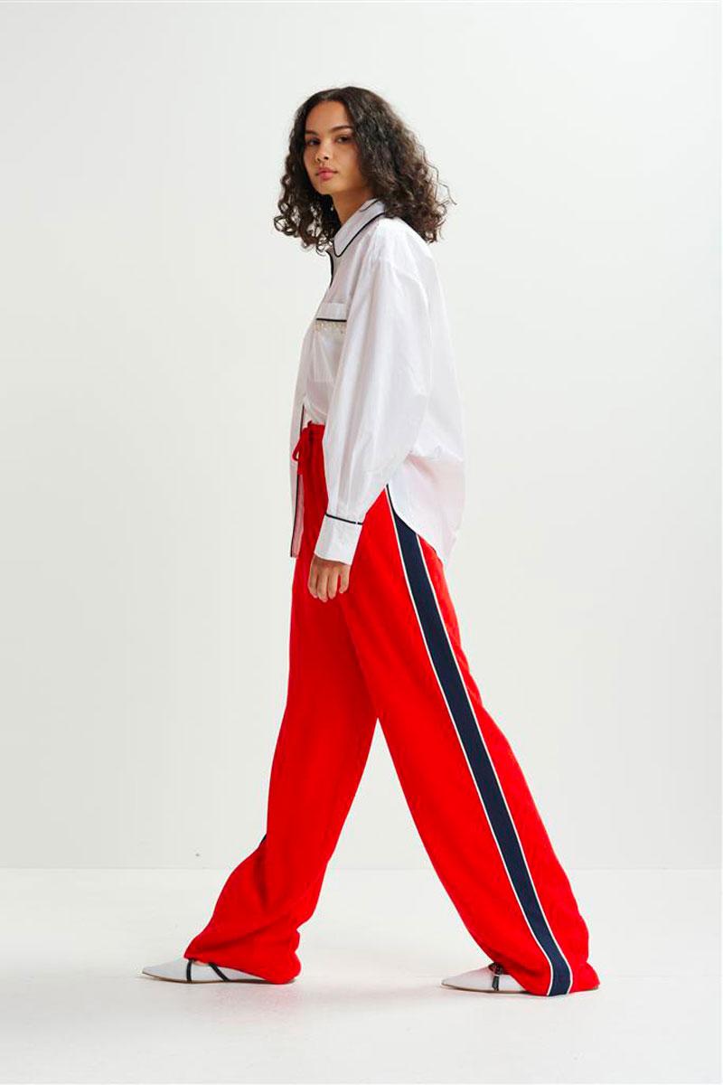 Essentiel Antwerp Pantalon HAZELNUT contrast border pants - True Red 