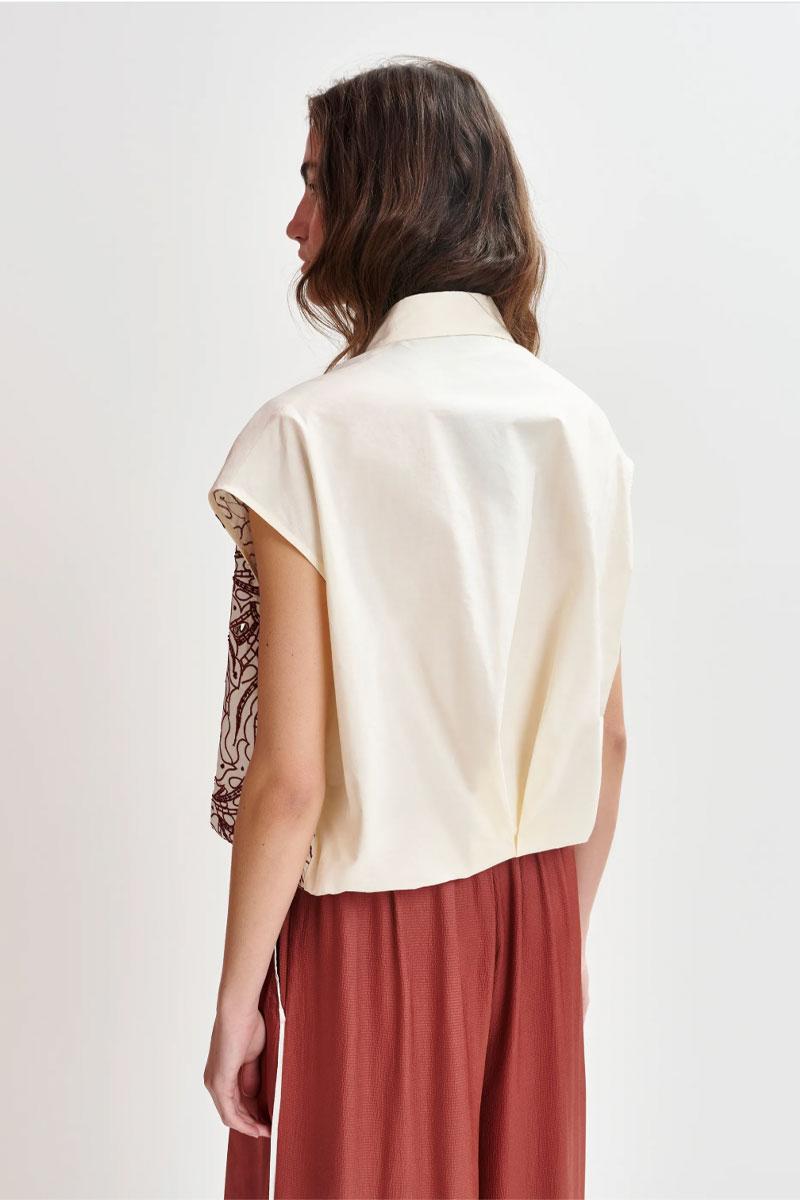 Essentiel Antwerp Chemise HEBRASKA embroidered shirt - Combo Off White 