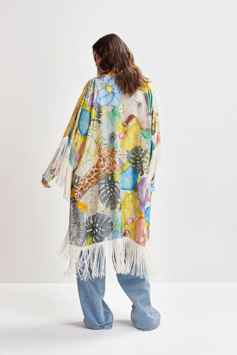 Essentiel Antwerp HIDONEA fringing Kimono - Combo Off White 