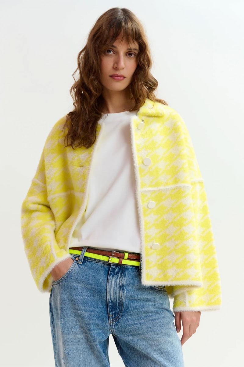 Essentiel Antwerp Veste JOKING knit Jacket - Combo Lemon Squeeze 