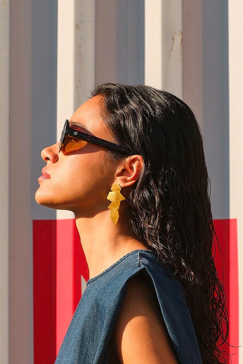 by-bar Crystal Earrings - Gold 