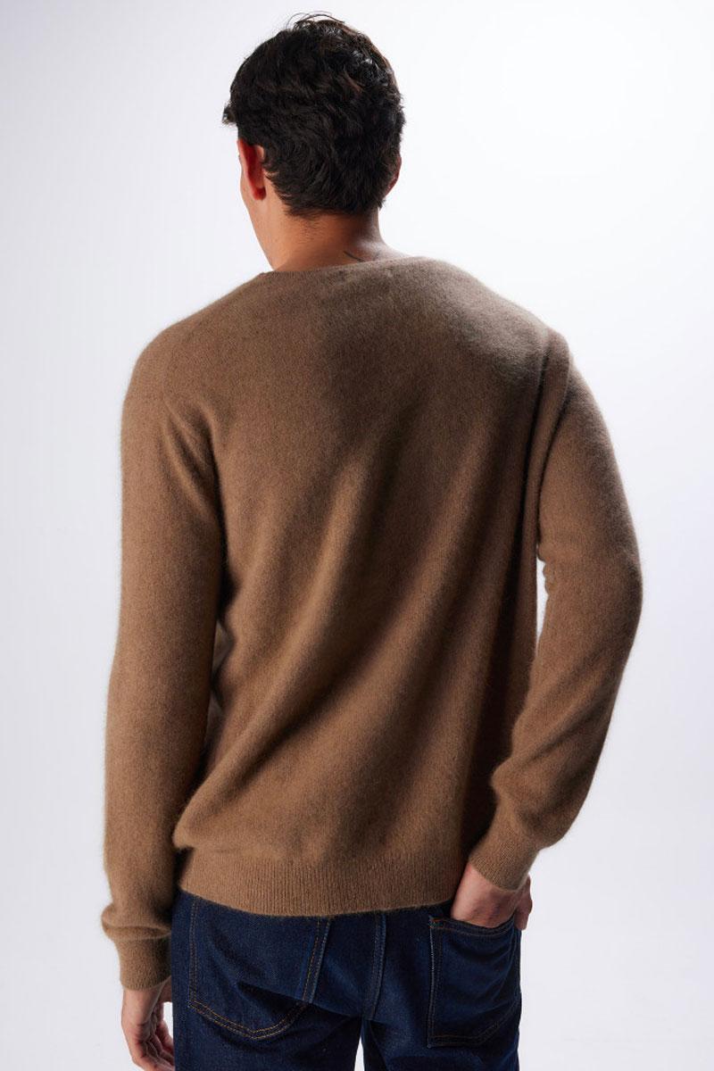 MAJESTIC FILATURES MEN Pull col rond ML Raccoon Wool - Bison 