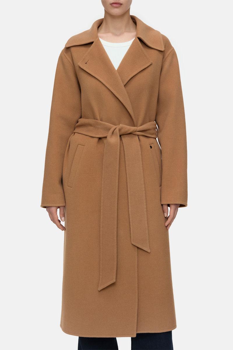 Manteau en laine marron avec jean | Hockerty