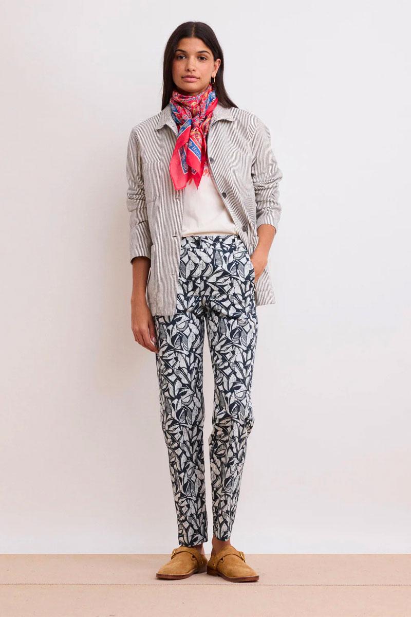 HARTFORD Pantalon PERFECT - Print Navy  