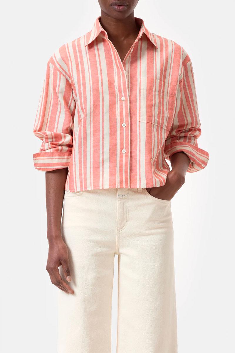 CLOSED Cropped Oversized Shirt - Washed Red  