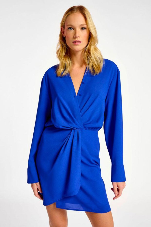 Essentiel Antwerp Robe DORSEY minidress with V-neck - Voltage Blue 