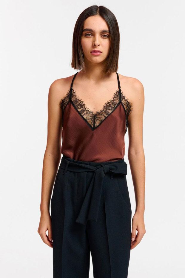 Essentiel Antwerp Top ESCALE Lace Racer Back - Cookie Monster  