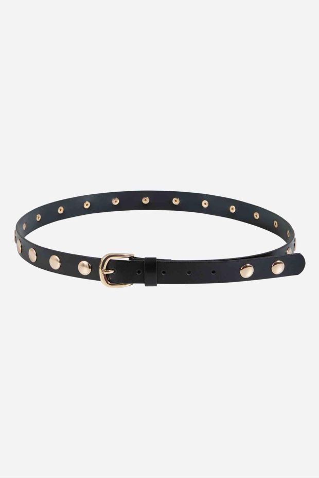 Coster Copenhagen Leather belt with studs - BlackGold 