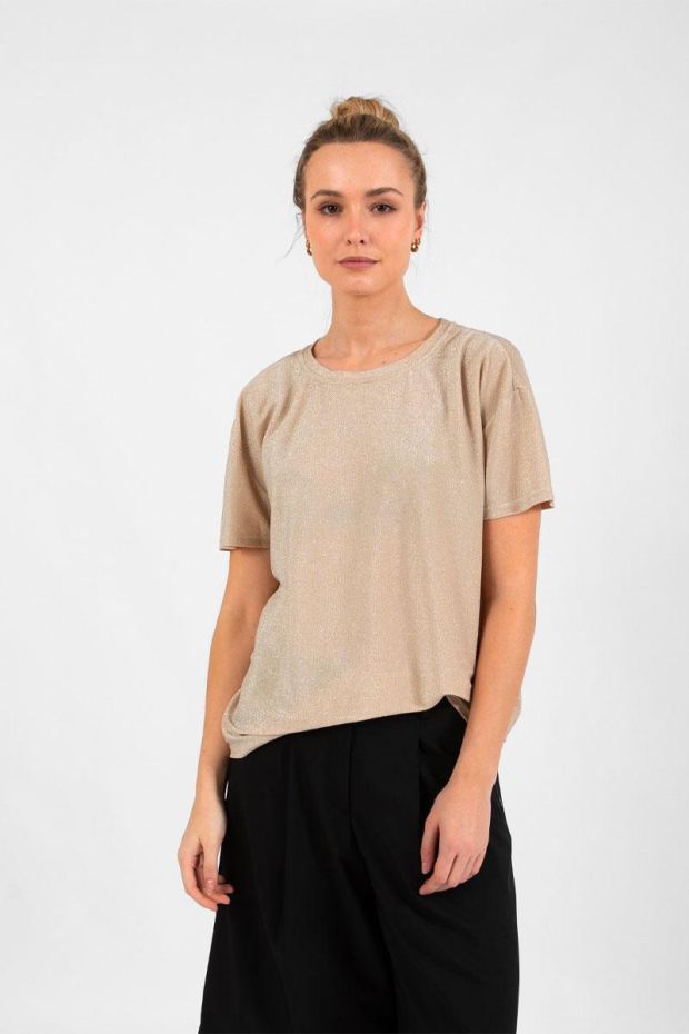 Coster Copenhagen T-Shirt with shimmer - Creme 