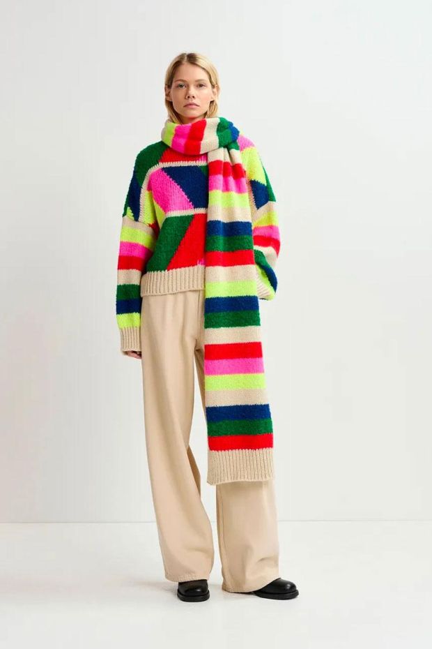 Essentiel Antwerp Echarpe GARIS jacquard knitted scarf - Combo Merengue 