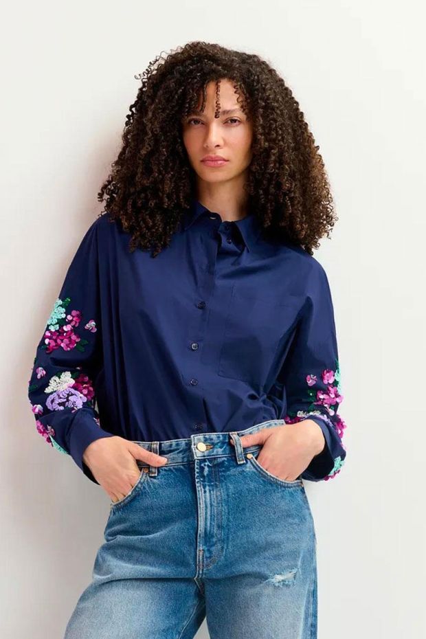 Essentiel Antwerp Chemise GRISTLE oversized shirt - Combo Evening blue 