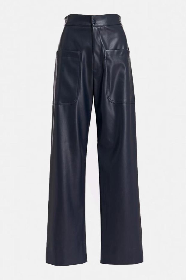 Essentiel Antwerp Pantalon GRATE faux leather cargo pant - Another blue 