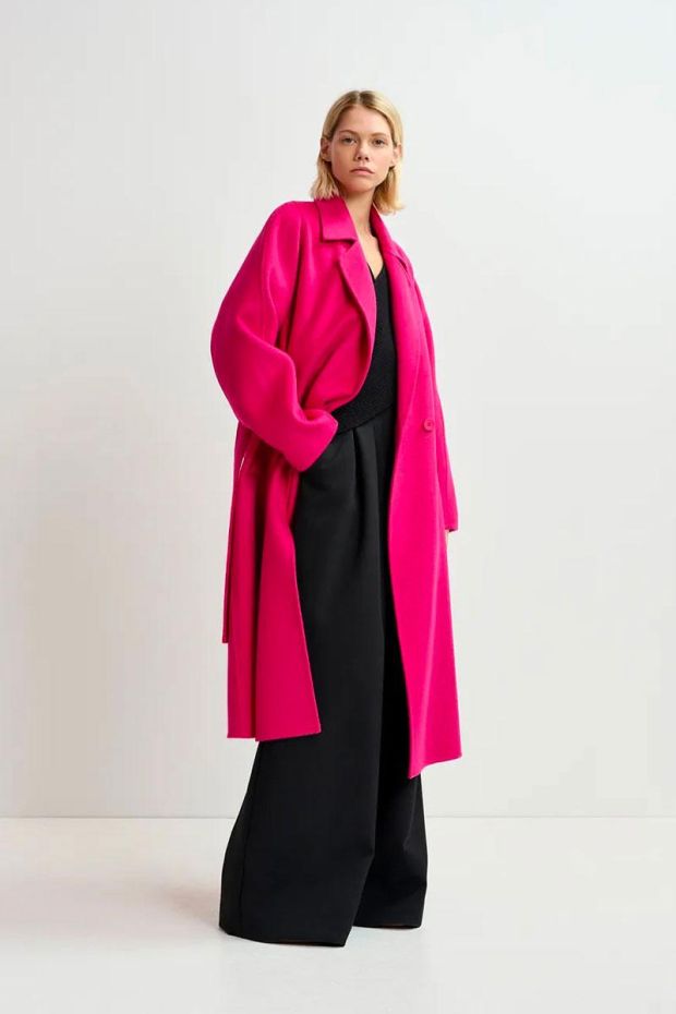 Essentiel Antwerp Manteau GIMPLY double face coat - Fuchsia 