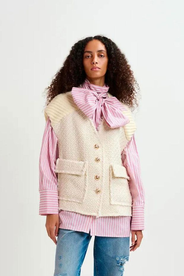 Essentiel Antwerp Veste GEOLOGIC sleeveless jacket - Off White 