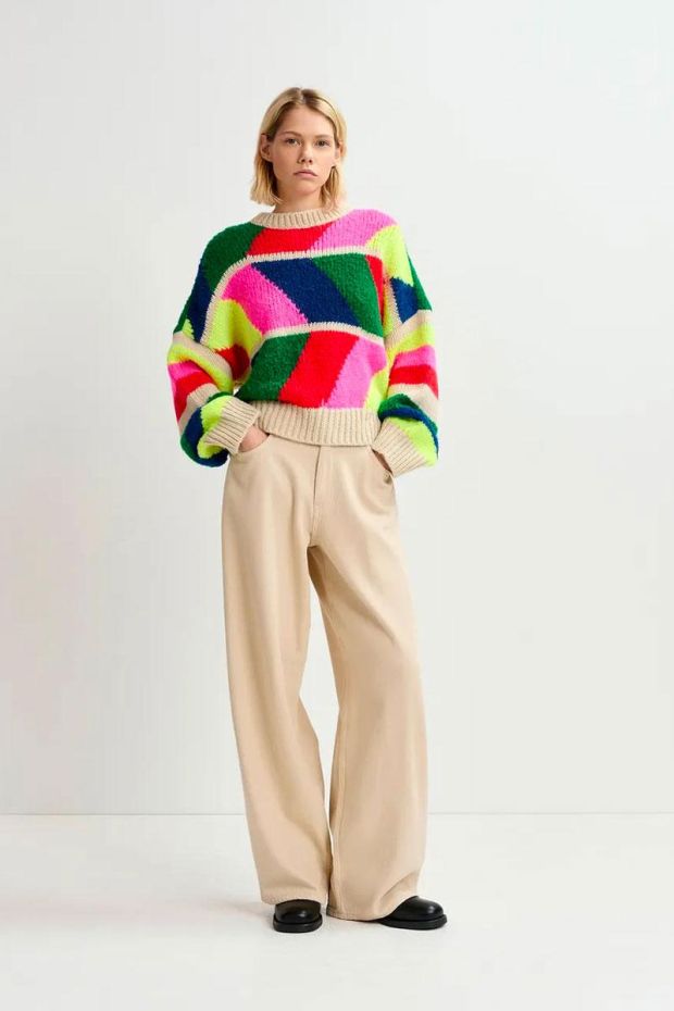 Essentiel Antwerp Pantalon GINORMOUS wide leg pant - Merengue 