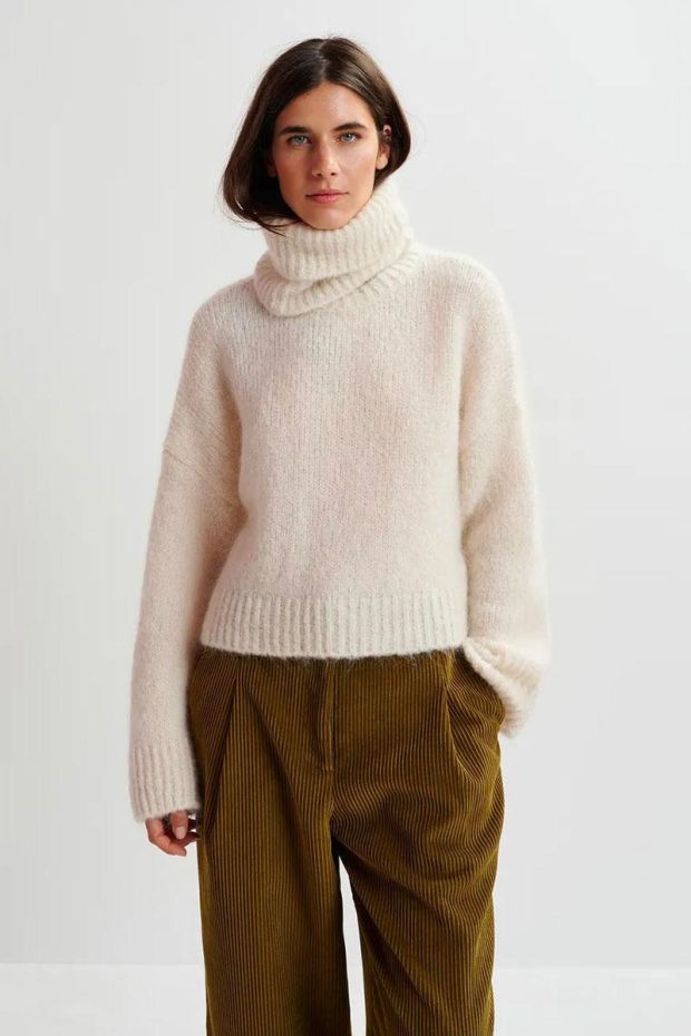 Essentiel Antwerp Pull GRIFFIN knit pull with collar - Off White 