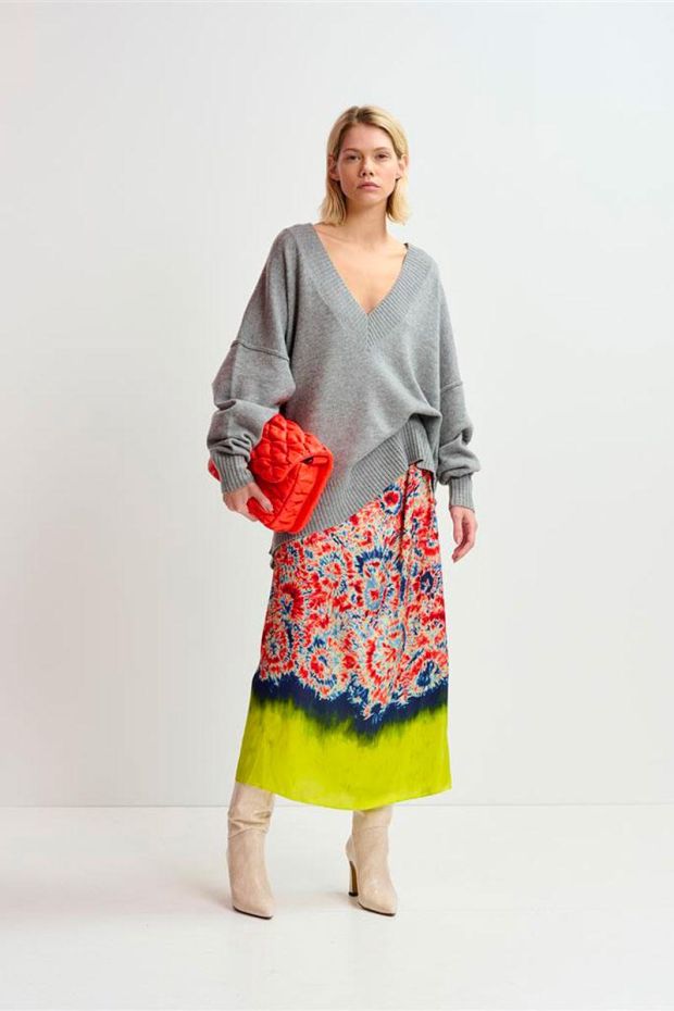 Essentiel Antwerp GELLIE Placed Print Skirt - Limoncello 