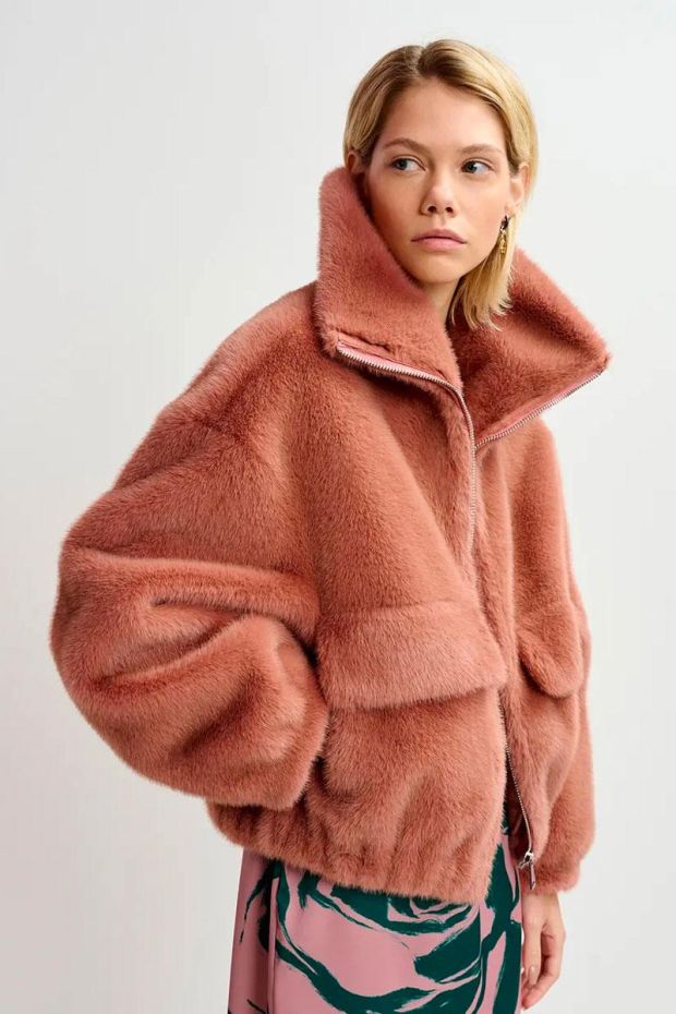 Essentiel Antwerp GENZ Faux Fur Jacket - Bellini 