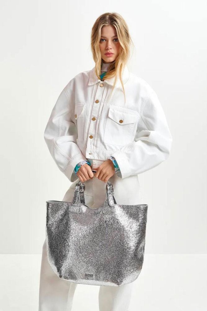 Produit Essentiel Antwerp Sac HURRY faux leather shopper - Silver 