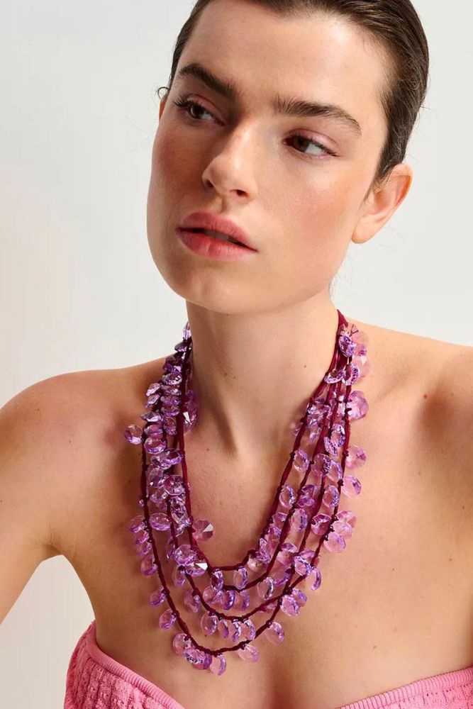 Produit Essentiel Antwerp Collier HUMORISTIC rhinestone necklace - Combo Cabernet 