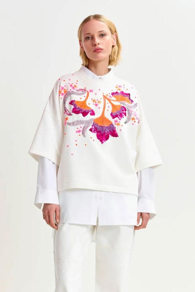 Produit Essentiel Antwerp HOTANICAL boxy Sweatshirt - Combo Off White 