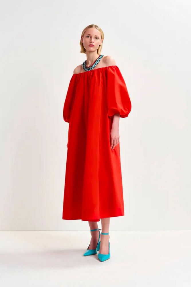 Produit Essentiel Antwerp Robe HAMILLE off shoulder dress - True Red 