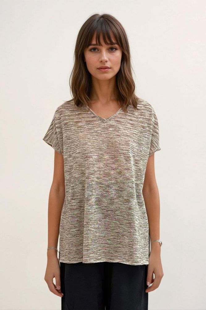 Produit MAISON MONTAGUT T-Shirt DOLORES Viscose irisé - Sable Lux  