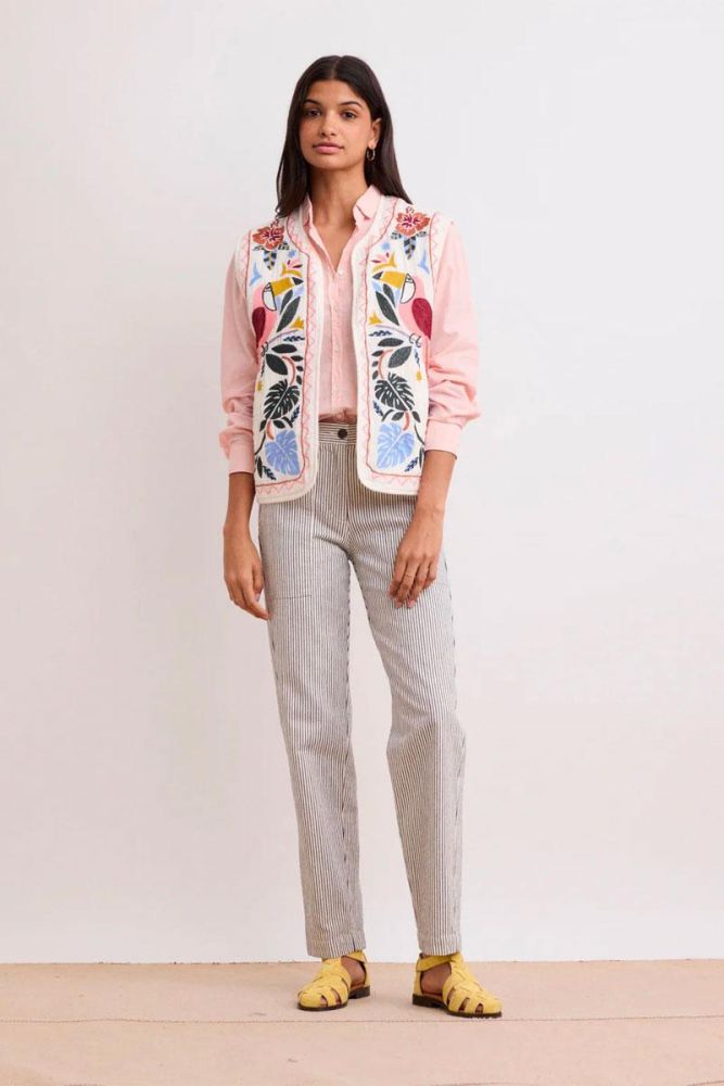 Produit HARTFORD Pantalon PASTORA - Raw White & Navy 